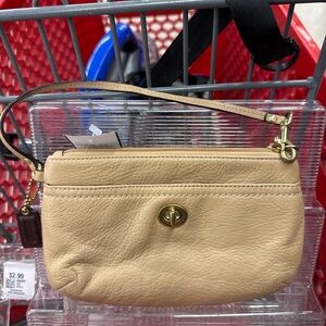 Coach Beige Leather Wristlet
